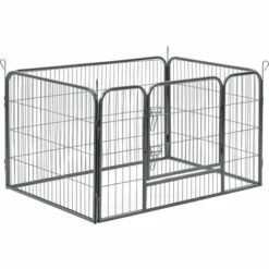 Enclos Parc Pour Animaux Avec Porte 125 X 85 X 70 Cm Acier Argenté [pro.tec]