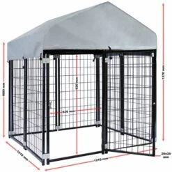 WILTEC Chenil Avec Toiture 121x121x137cm Enclos Extérieur Pour Chien Cage Niche Protection Solaire Outdoor -Niche, chenil, enclos et parc pour chien Soldes 2022 21034896 4