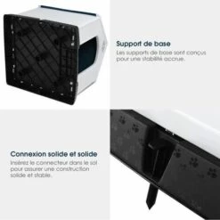 COSTWAY Niche Pour Chien En Polypropylène Imperméable Et Ventilé Avec Bouche D’Aération Et Plancher Surélever Pour Utilisation Intérieure Ou Extérieure 70*65*71.5cm -Niche, chenil, enclos et parc pour chien Soldes 2022 22215518 4