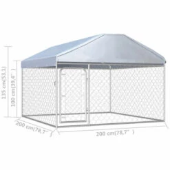 ASUPERMALL Chenil Exterieur Avec Toit Pour Chiens 200 X 200 X 135 Cm -Niche, chenil, enclos et parc pour chien Soldes 2022 22618649 5