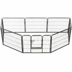 Topdeal Parc Pour Chiens 8 Panneaux Acier 60 X 80 Cm Noir -Niche, chenil, enclos et parc pour chien Soldes 2022 22997141 3