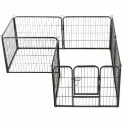 Topdeal Parc Pour Chiens 8 Panneaux Acier 60 X 80 Cm Noir -Niche, chenil, enclos et parc pour chien Soldes 2022 22997141 4