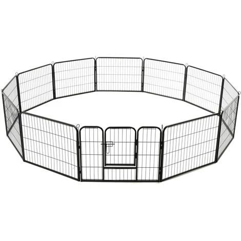 Topdeal Parc Pour Chiens 12 Panneaux Acier 80 X 60 Cm Noir 5 Topdeal Parc Pour Chiens 12 Panneaux Acier 80 X 60 Cm Noir – Image 5