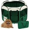 BATHRINS Parc Pour Chien Chat Pliable,125*125*61cm,49cm*61cm*8pcs + 1 Housse De Transport-Vert