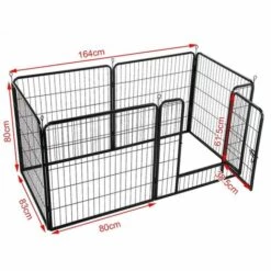 Yaheetech 6 Panneaux Parc Enclos Pour Chiens Chiots Lapins Métal 80 X 80 Cm Noir -Niche, chenil, enclos et parc pour chien Soldes 2022 23070776 5