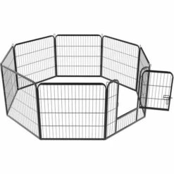 Yaheetech 8 Panneaux Parc Enclos Pour Chiens Chiots Lapins Métal 80 X 80 Cm Noir