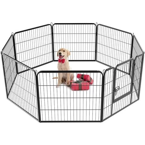 Yaheetech 8 Panneaux Parc Enclos Pour Chiens Chiots Lapins Métal 80 X 80 Cm Noir 2 Yaheetech 8 Panneaux Parc Enclos Pour Chiens Chiots Lapins Métal 80 X 80 Cm Noir – Image 2