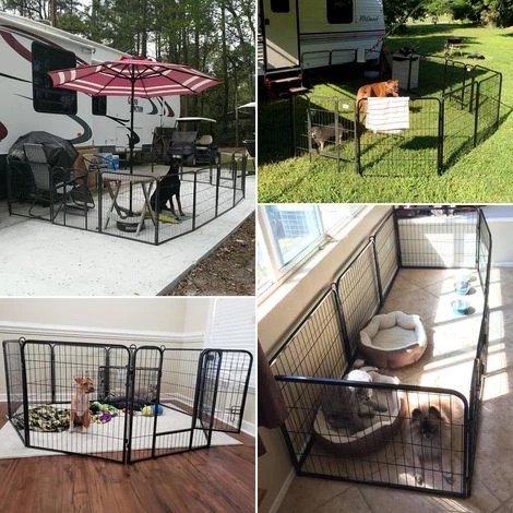 Yaheetech 8 Panneaux Parc Enclos Pour Chiens Chiots Lapins Métal 80 X 80 Cm Noir 3 Yaheetech 8 Panneaux Parc Enclos Pour Chiens Chiots Lapins Métal 80 X 80 Cm Noir – Image 3