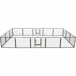 Topdeal Parc Pour Chiens 16 Panneaux Acier 60 X 80 Cm Noir