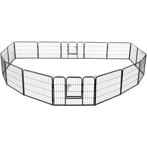 Topdeal Parc Pour Chiens 16 Panneaux Acier 60 X 80 Cm Noir 3 Topdeal Parc Pour Chiens 16 Panneaux Acier 60 X 80 Cm Noir – Image 3