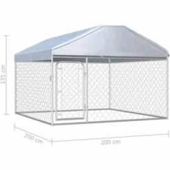 Topdeal Chenil Extérieur Avec Toit Pour Chiens 200 X 200 X 135 Cm -Niche, chenil, enclos et parc pour chien Soldes 2022 23296635 5