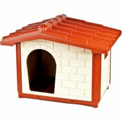 FERRIBIELLA Chenil M: Chenil élégant En Plastique Rigide En Extérieur Pour Chiens Avec Fond De Drainage Modèle CORTINA