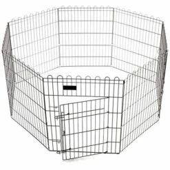 FERRIBIELLA Clôture Métallique Peinte En Noir Pour Chiens, Chiots Et Petits Animaux Composée De 8 Panneaux Amovibles