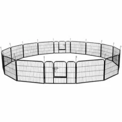Yaheetech 16 Panneaux Parc Enclos Pour Chien Chiot Lapin Rongeur 80 Cm L X 60 Cm H Clôture Extérieur Canard En Métal Pliable Sans Toit