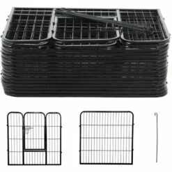 Yaheetech 16 Panneaux Parc Enclos Pour Chien Chiot Lapin Rongeur 80 Cm L X 60 Cm H Clôture Extérieur Canard En Métal Pliable Sans Toit -Niche, chenil, enclos et parc pour chien Soldes 2022 24933299 4