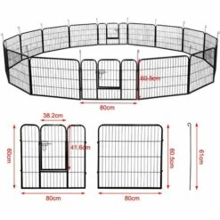 Yaheetech 16 Panneaux Parc Enclos Pour Chien Chiot Lapin Rongeur 80 Cm L X 60 Cm H Clôture Extérieur Canard En Métal Pliable Sans Toit -Niche, chenil, enclos et parc pour chien Soldes 2022 24933299 5