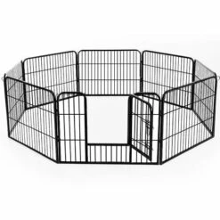 HOMCOM Luxe Parc Enclos Modulable Acier 8 Panneaux Et 1 Porte Pour Chiens 80L X 60H Cm Noir - Noir