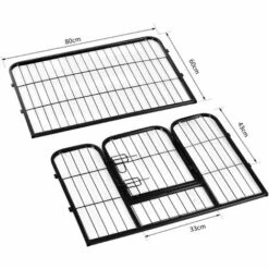 HOMCOM Luxe Parc Enclos Modulable Acier 8 Panneaux Et 1 Porte Pour Chiens 80L X 60H Cm Noir - Noir -Niche, chenil, enclos et parc pour chien Soldes 2022 25008731 3