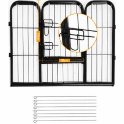 HOMCOM Luxe Parc Enclos Modulable Acier 8 Panneaux Et 1 Porte Pour Chiens 80L X 60H Cm Noir - Noir -Niche, chenil, enclos et parc pour chien Soldes 2022 25008731 5