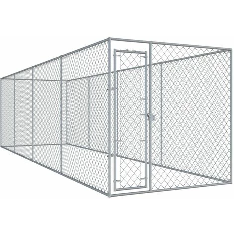 Hommoo Chenil D'exterieur Pour Chiens 7,6x1,9x2 M HDV06399 1 Hommoo Chenil D'exterieur Pour Chiens 7,6x1,9x2 M HDV06399