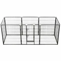 Hommoo Parc Pour Chiens 8 Panneaux Acier 80 X 100 Cm Noir HDV07131
