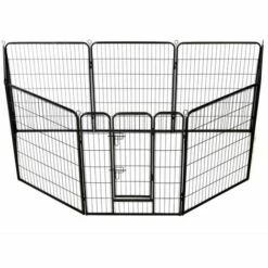 Hommoo Parc Pour Chiens 8 Panneaux Acier 80 X 100 Cm Noir HDV07131 -Niche, chenil, enclos et parc pour chien Soldes 2022 25383536 3