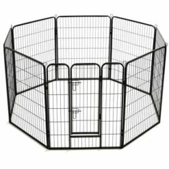 Hommoo Parc Pour Chiens 8 Panneaux Acier 80 X 100 Cm Noir HDV07131 -Niche, chenil, enclos et parc pour chien Soldes 2022 25383536 5