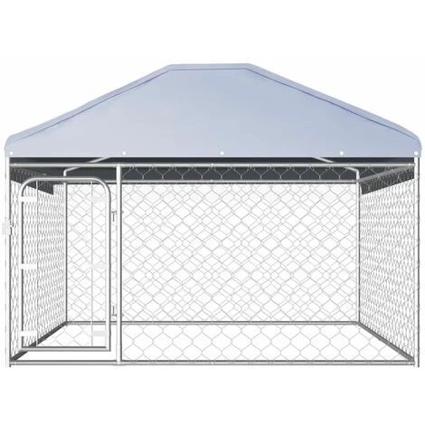 Hommoo Chenil Exterieur Avec Toit Pour Chiens 200 X 200 X 135 Cm HDV33028 2 Hommoo Chenil Exterieur Avec Toit Pour Chiens 200 X 200 X 135 Cm HDV33028 – Image 2