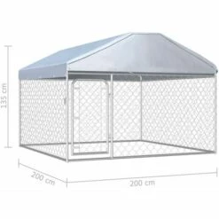 Hommoo Chenil Exterieur Avec Toit Pour Chiens 200 X 200 X 135 Cm HDV33028 9 Hommoo Chenil Exterieur Avec Toit Pour Chiens 200 X 200 X 135 Cm HDV33028 -Niche, chenil, enclos et parc pour chien Soldes 2022 25383617 5