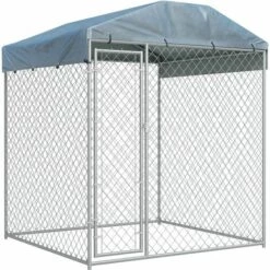 Hommoo Chenil D'exterieur Avec Toit Pour Chiens 2x2x2,1 M HDV33038