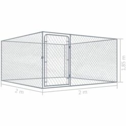 Hommoo Chenil Exterieur Pour Chiens Acier Galvanise 2x2x1 M HDV33046 -Niche, chenil, enclos et parc pour chien Soldes 2022 25383651 5
