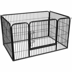 HELLOSHOP26 Parc Enclos En Métal Pliable Pour Chien Animaux 122 X 78 X 69 Cm Noir - Métal