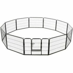 Hommoo Parc Pour Chiens 12 Panneaux Acier 80 X 60 Cm Noir HDV07130 -Niche, chenil, enclos et parc pour chien Soldes 2022 25636115 5