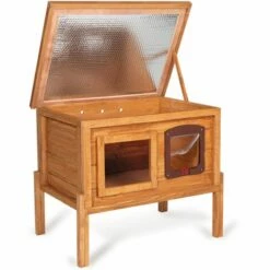 IDMARKET Niche Autochauffante En Bois Pour Chat Avec Porte Et Fenêtre -Niche, chenil, enclos et parc pour chien Soldes 2022 25843061 3