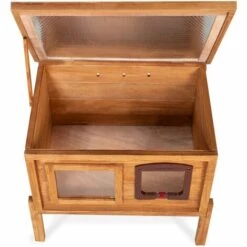 IDMARKET Niche Autochauffante En Bois Pour Chat Avec Porte Et Fenêtre -Niche, chenil, enclos et parc pour chien Soldes 2022 25843061 4