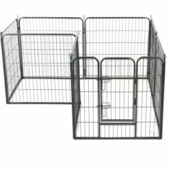 TRUE DEAL Parc Pour Chiens 8 Panneaux Acier 80 X 80 Cm Noir -Niche, chenil, enclos et parc pour chien Soldes 2022 26126438 3