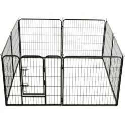 TRUE DEAL Parc Pour Chiens 8 Panneaux Acier 80 X 80 Cm Noir -Niche, chenil, enclos et parc pour chien Soldes 2022 26126438 5