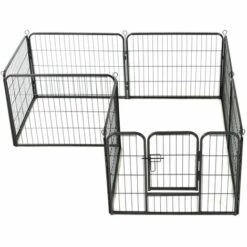TRUE DEAL Parc Pour Chiens 8 Panneaux Acier 60 X 80 Cm Noir -Niche, chenil, enclos et parc pour chien Soldes 2022 26126439 3