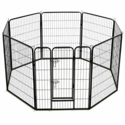 TRUE DEAL Parc Pour Chiens 8 Panneaux Acier 80 X 100 Cm Noir -Niche, chenil, enclos et parc pour chien Soldes 2022 26126442 4