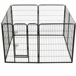 TRUE DEAL Parc Pour Chiens 8 Panneaux Acier 80 X 100 Cm Noir -Niche, chenil, enclos et parc pour chien Soldes 2022 26126442 5
