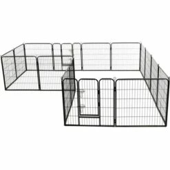 TRUE DEAL Parc Pour Chiens 16 Panneaux Acier 80 X 80 Cm Noir -Niche, chenil, enclos et parc pour chien Soldes 2022 26265812 3