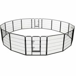 TRUE DEAL Parc Pour Chiens 16 Panneaux Acier 80 X 80 Cm Noir -Niche, chenil, enclos et parc pour chien Soldes 2022 26265812 4