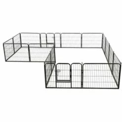 TRUE DEAL Parc Pour Chiens 16 Panneaux Acier 60 X 80 Cm Noir -Niche, chenil, enclos et parc pour chien Soldes 2022 26265815 3