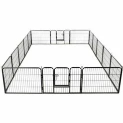 TRUE DEAL Parc Pour Chiens 16 Panneaux Acier 60 X 80 Cm Noir -Niche, chenil, enclos et parc pour chien Soldes 2022 26265815 5