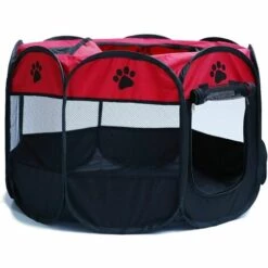BARES Parc Portable Pliable Pour Animaux De Compagnie, Tente Lavable Pliable Pour Animaux De Compagnie Chien Maison Chiot Chat Cage Chenil Clôture Octogonale Accueil Fournitures De Plein Air ( Color : Red )