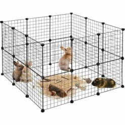 IDEGU Enclos Pour Petits Animaux Domestiques DIY Parc Extensible Cage Grille Clapier Grillage Pack De 24, Noir - Noir