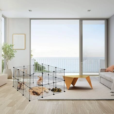 IDEGU Enclos Pour Petits Animaux Domestiques DIY Parc Extensible Cage Grille Clapier Grillage Pack De 24, Noir - Noir 2 IDEGU Enclos Pour Petits Animaux Domestiques DIY Parc Extensible Cage Grille Clapier Grillage Pack De 24, Noir - Noir – Image 2