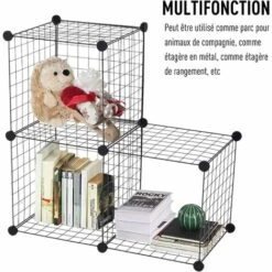 IDEGU Enclos DIY Pour Chiot Parc Enclos Réglable En Fil De Fer Et Plastique Pour Petits Animaux Lapins Hamster - Noir -Niche, chenil, enclos et parc pour chien Soldes 2022 28258675 5