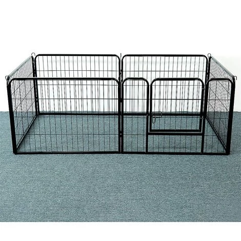 OOBEST Parc Enclos Pour Petits Chiens Chiots Lapin Extérieur Intérieur 80 X 60 Cm 6 Panneaux Avec Porte Noir 2 OOBEST Parc Enclos Pour Petits Chiens Chiots Lapin Extérieur Intérieur 80 X 60 Cm 6 Panneaux Avec Porte Noir – Image 2