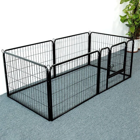 OOBEST Parc Enclos Pour Petits Chiens Chiots Lapin Extérieur Intérieur 80 X 60 Cm 6 Panneaux Avec Porte Noir 5 OOBEST Parc Enclos Pour Petits Chiens Chiots Lapin Extérieur Intérieur 80 X 60 Cm 6 Panneaux Avec Porte Noir – Image 5